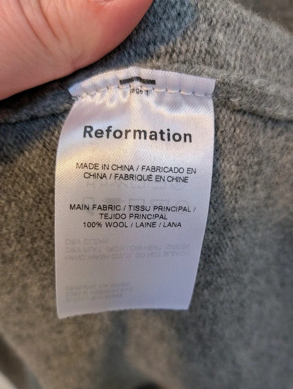 NWT Reformation Fae 100% Wool Knit Midi Skirt Gray Pull On Waist Size Large